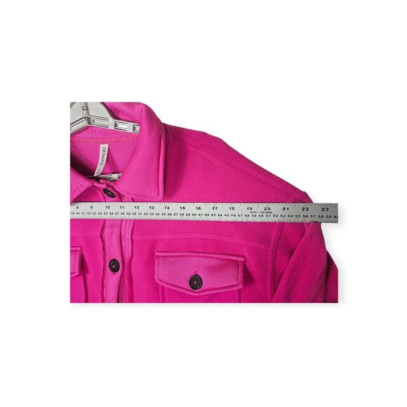 Zenana Fuzzy Button-Down Fleece Shacket Size S Hot Pink Shirt Jacket - Picture 3 of 9
